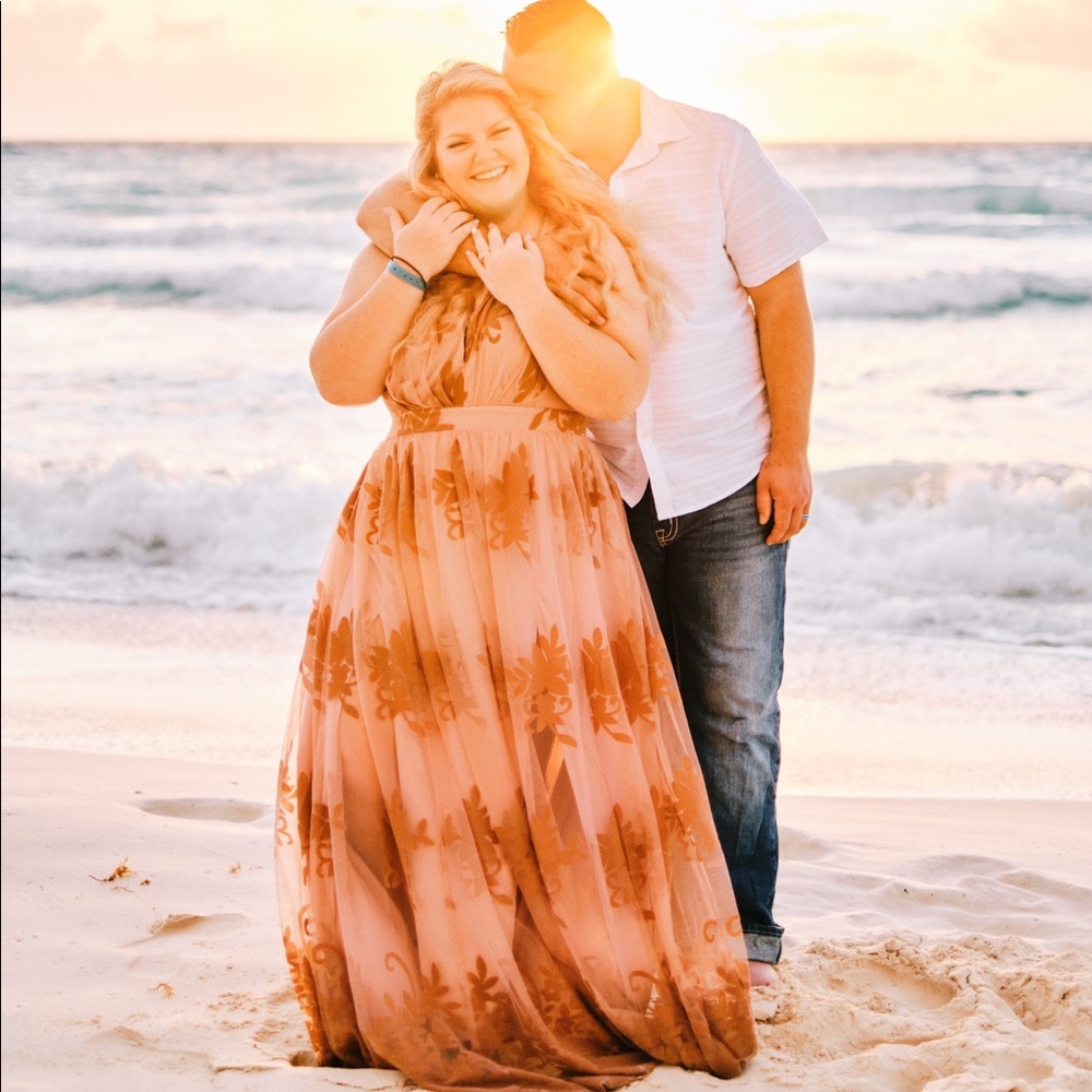 Bella & Bloom Mauve Floral Overlay maxi Dress